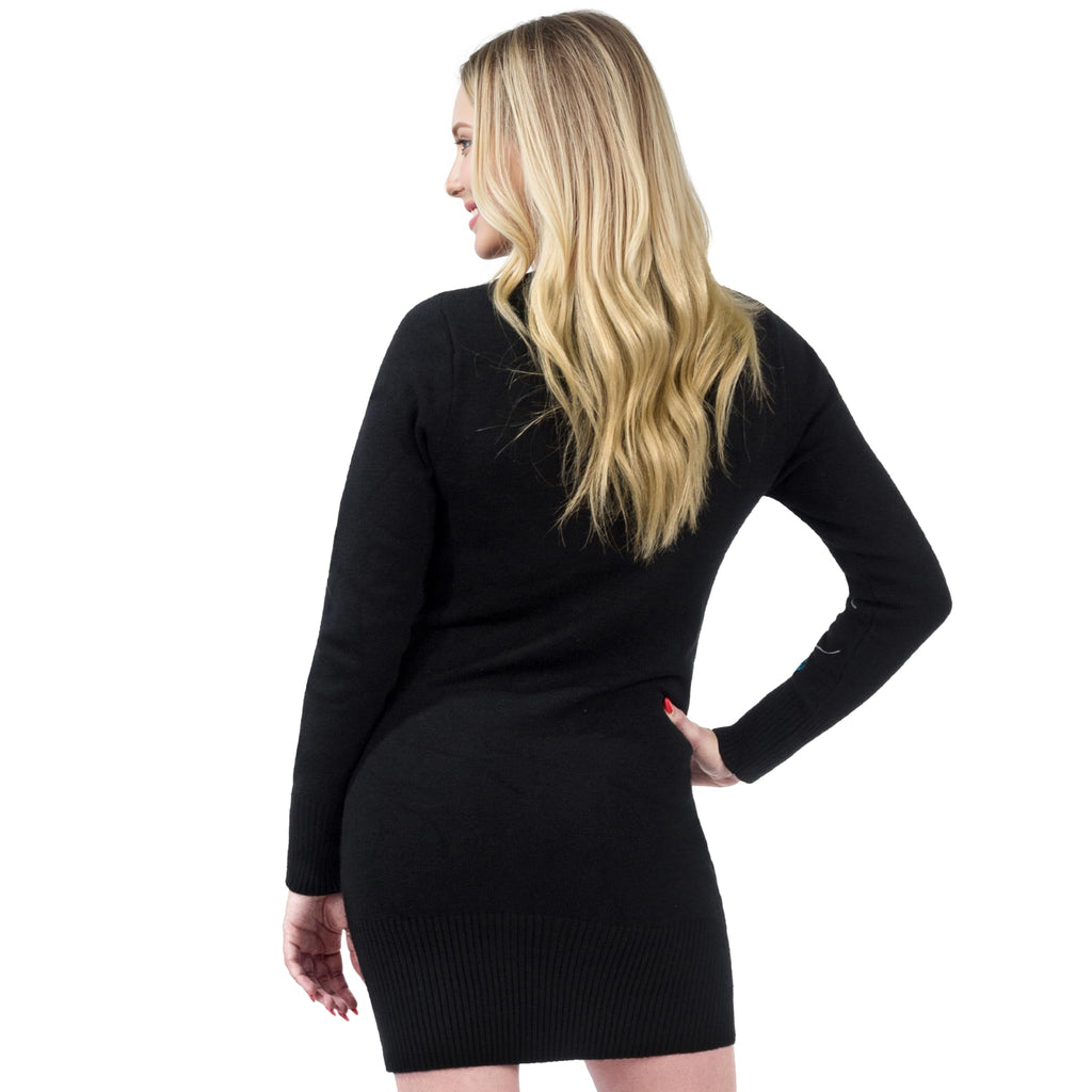 Light up Christmas Sweater Dress,Ugly Christmas Sweaters for Women,Funny Black Long Christmas Dress for Women 2024