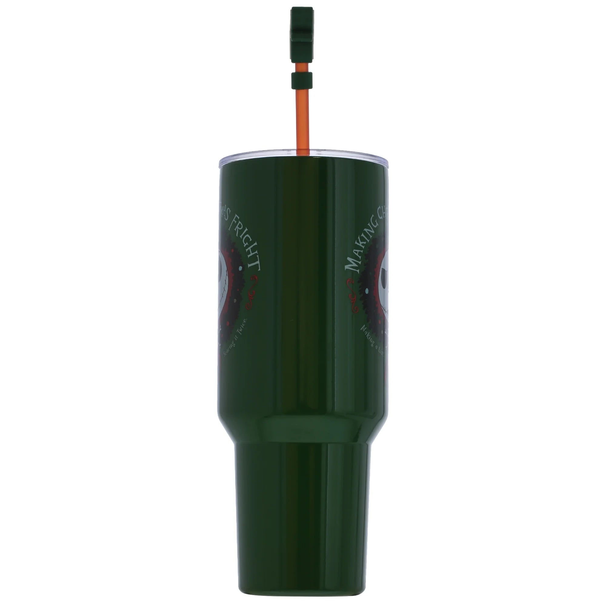 Nightmare before Christmas Holiday Fright Wreath Tumbler with Handle, Straw Cover Cap, Lid and Straw, Stainless Steel, 40 Oz