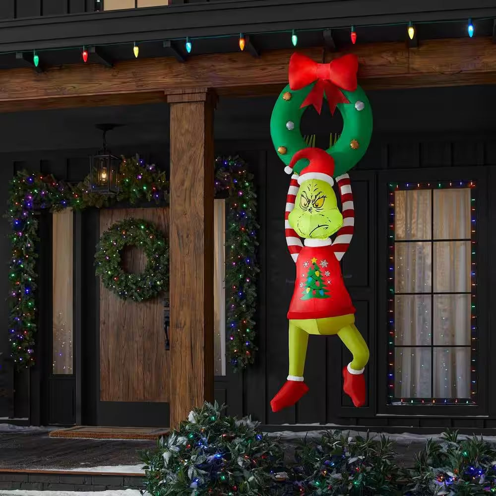 6.5 Ft LED  Hanging from Wreath with Red Bow