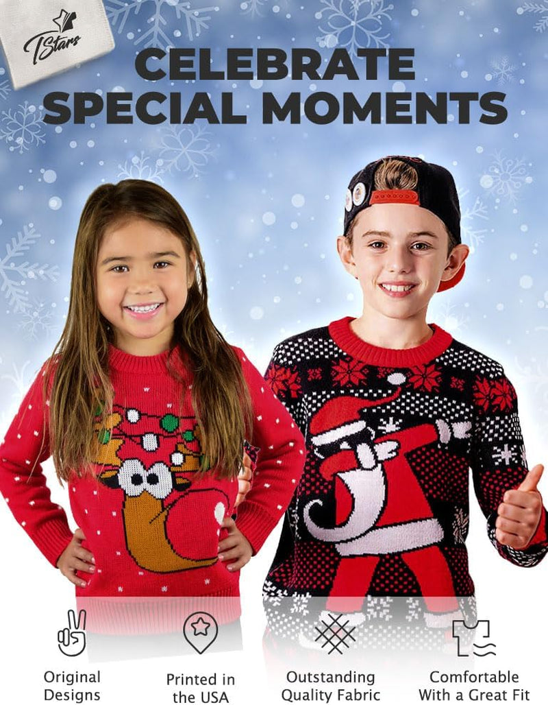 Big Green Trex Santa Ugly Christmas Sweater - Funny Youth Kids Sweatshirt