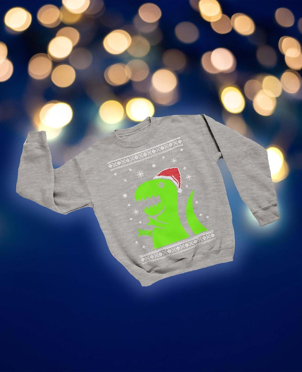 Big Green Trex Santa Ugly Christmas Sweater - Funny Youth Kids Sweatshirt