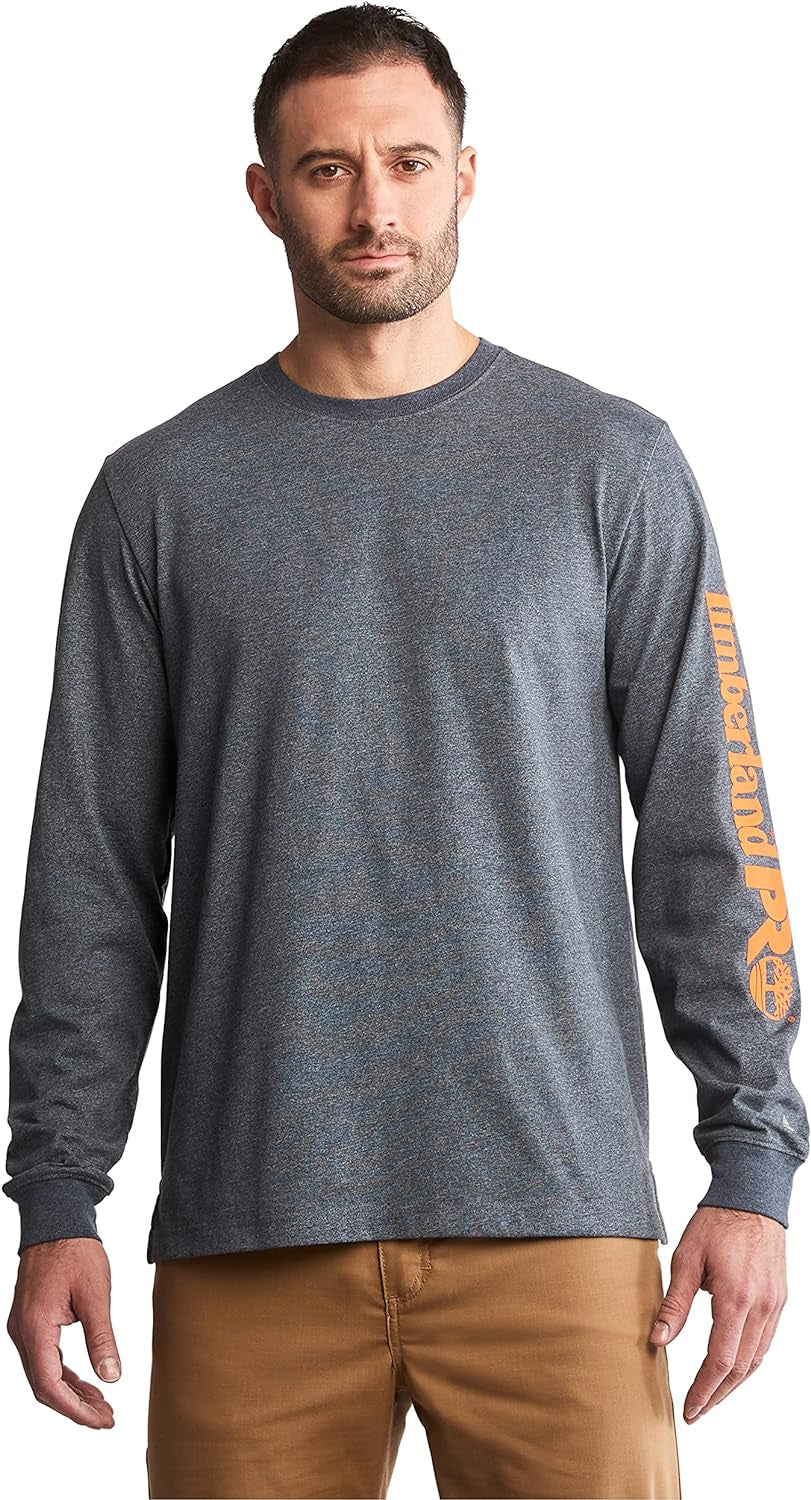 Mens Base Plate Long Sleeve T-Shirt with Sleeve Logo Big & Tall