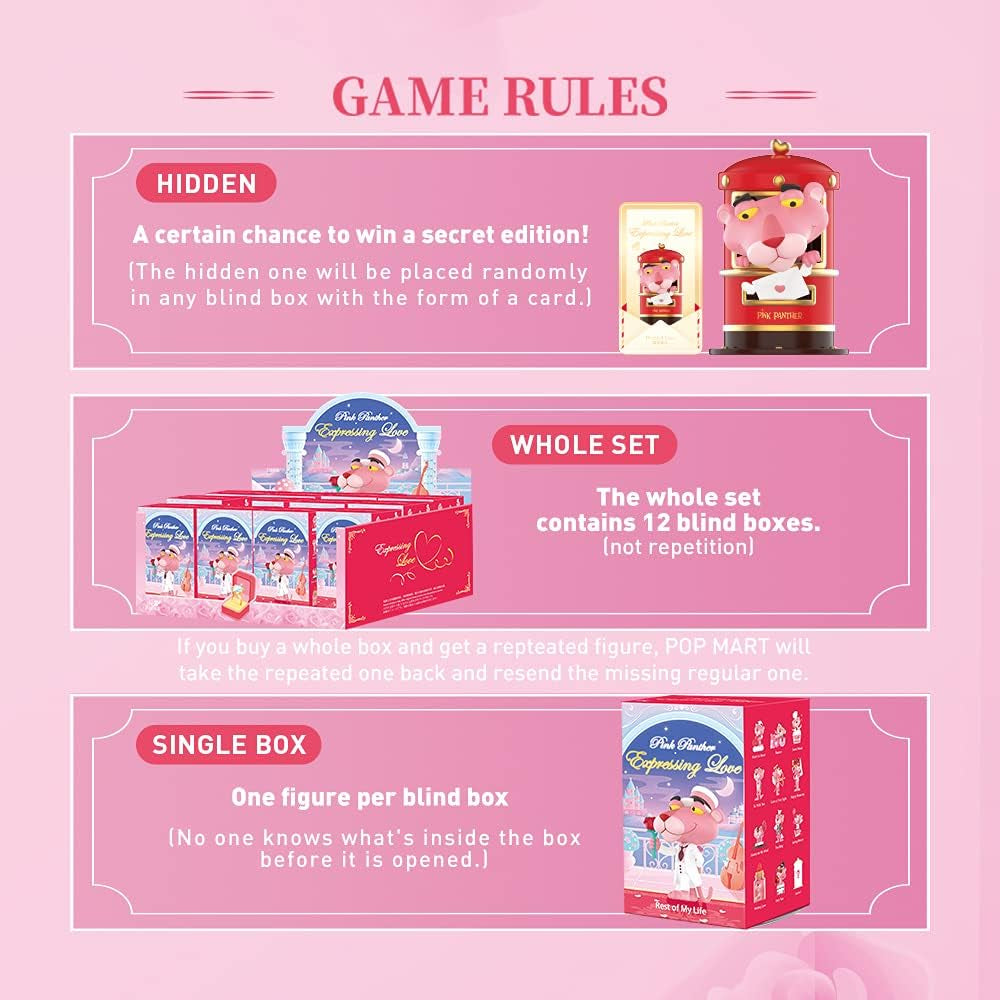 Pink Panther-3Pc Pet Art Toy Popular Collectible Cute Kawaii Toys Figures Blind Box Gift for Christmas Birthday Party Holiday