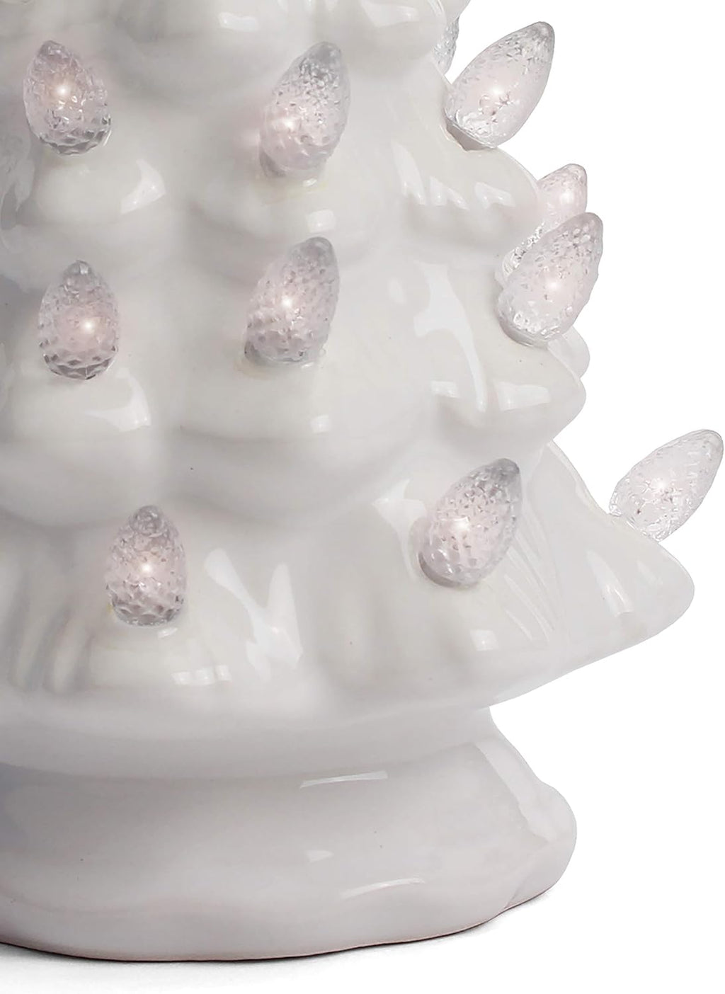 Ceramic Christmas Tree with Lights - Vintage White (Small, 6.75 Inch)