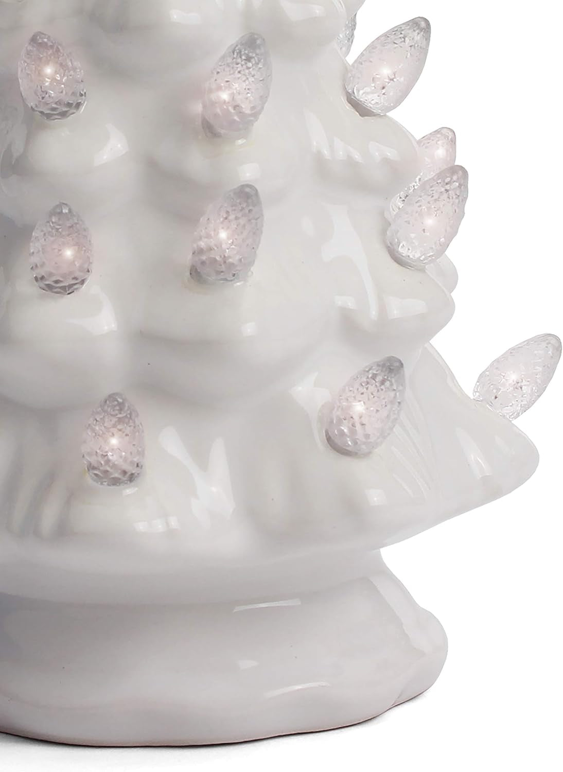 Ceramic Christmas Tree with Lights - Vintage White (Small, 6.75 Inch)