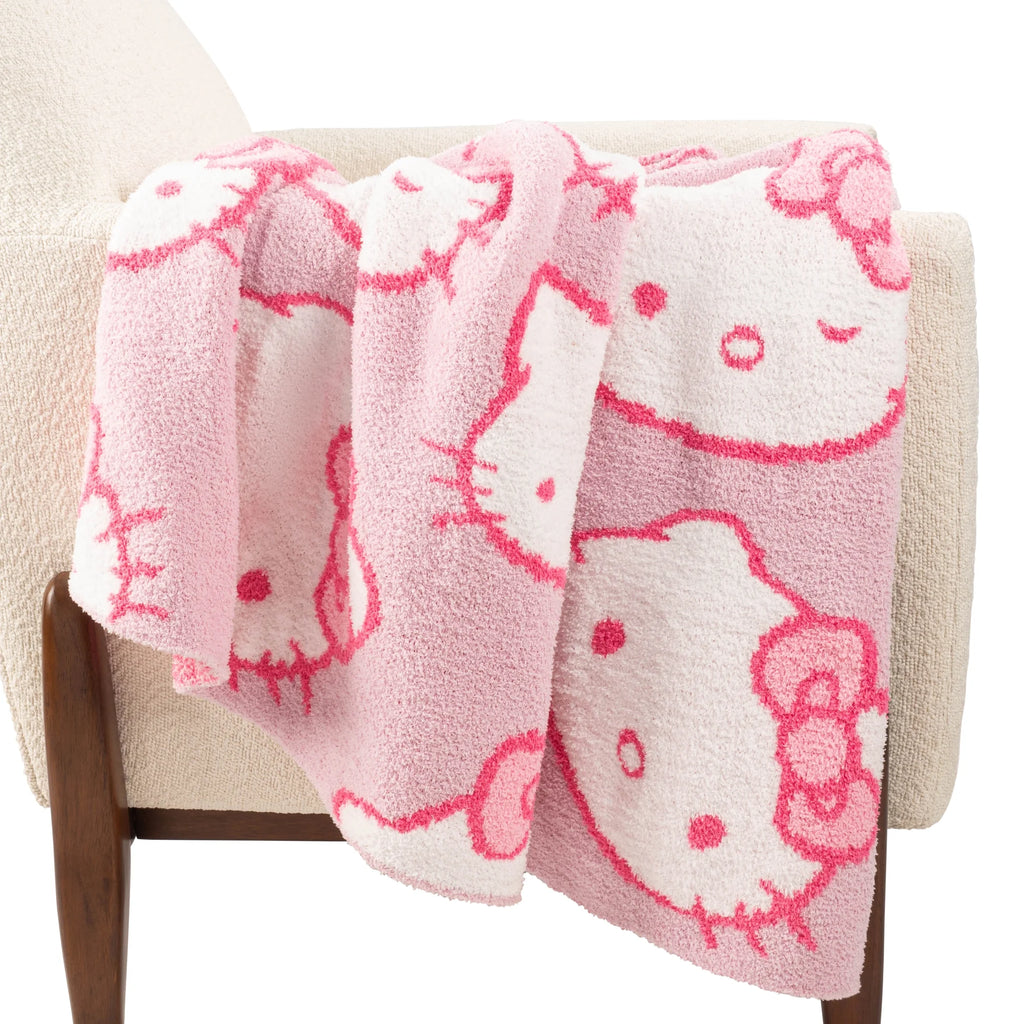 Hello Kitty Cute Faces Feather Knit Throw
