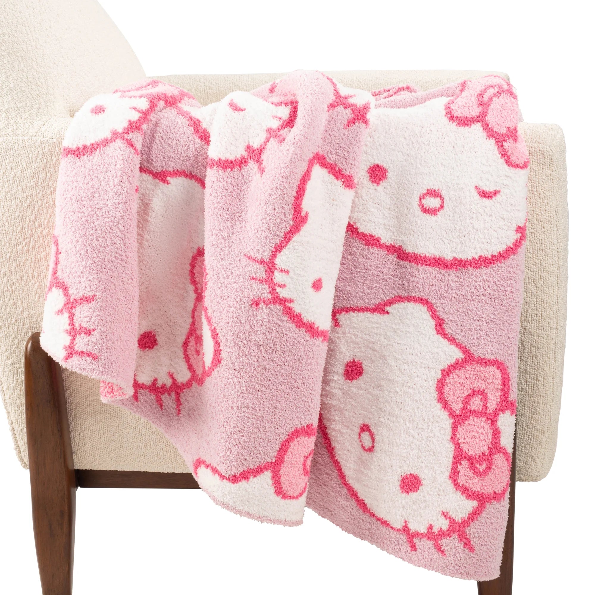 Hello Kitty Cute Faces Feather Knit Throw