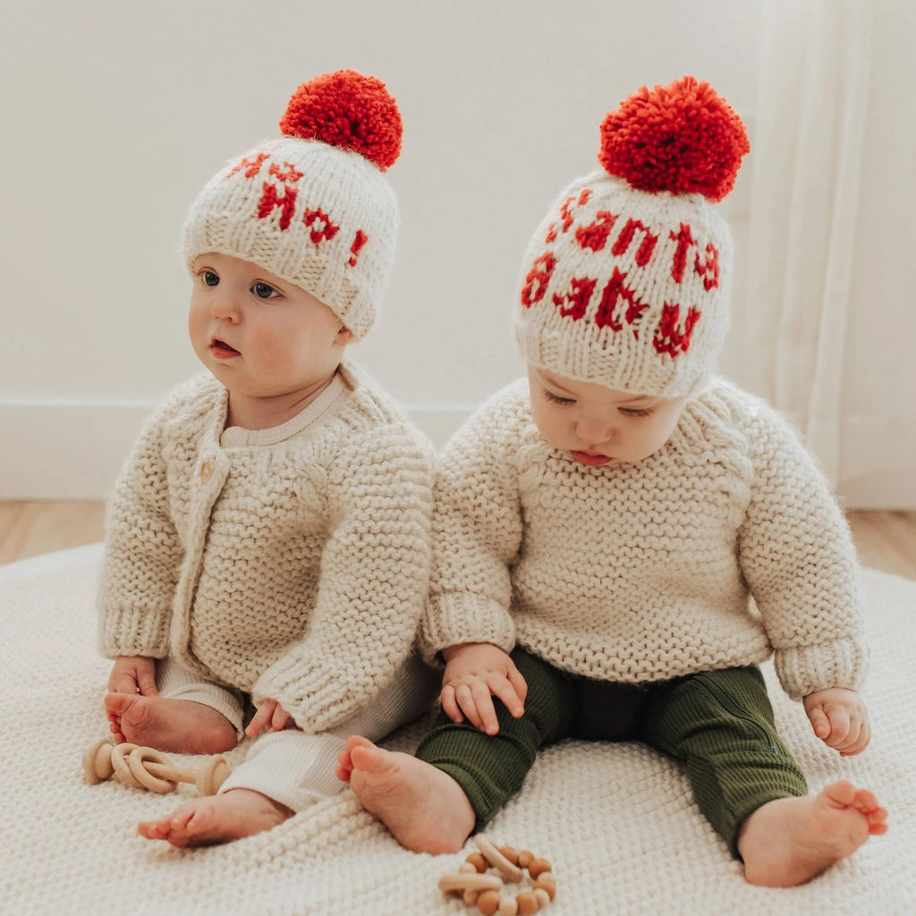 Santa Baby Hand Knit Beanie Hat Baby & Kids - Christmas Hat for kids