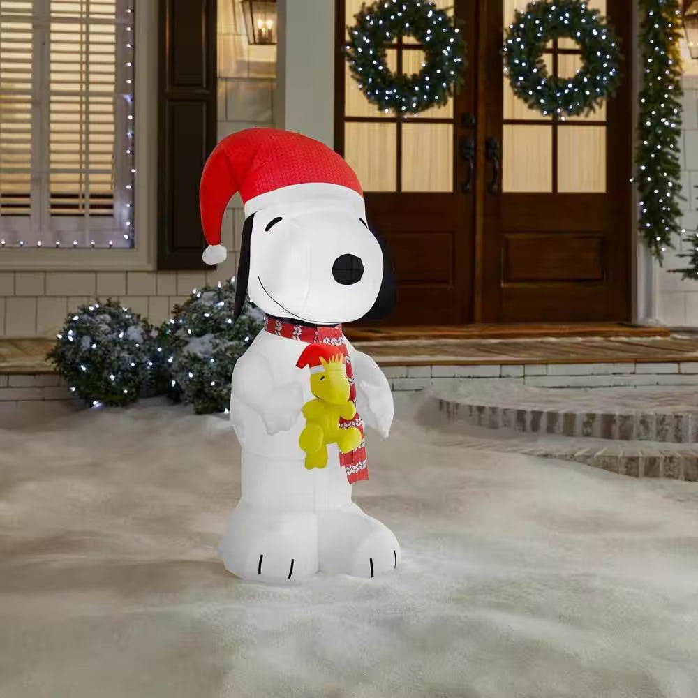 3.5 Ft. H X 1.41 Ft. W LED Airblown Holiday Lights Snoopy with Woodstock Christmas Inflatable