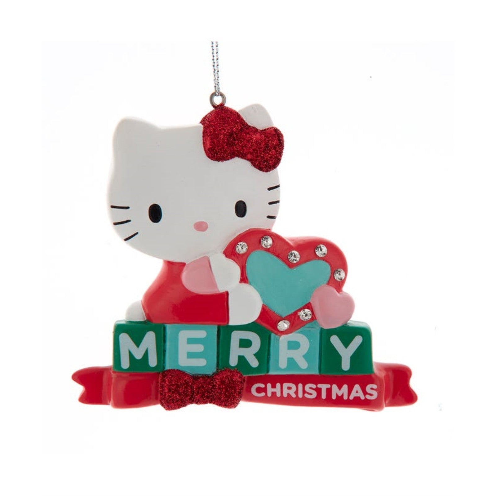 Kurt Adler Christmas Ornament, Hello Kitty with Customizable Heart, 3.5"