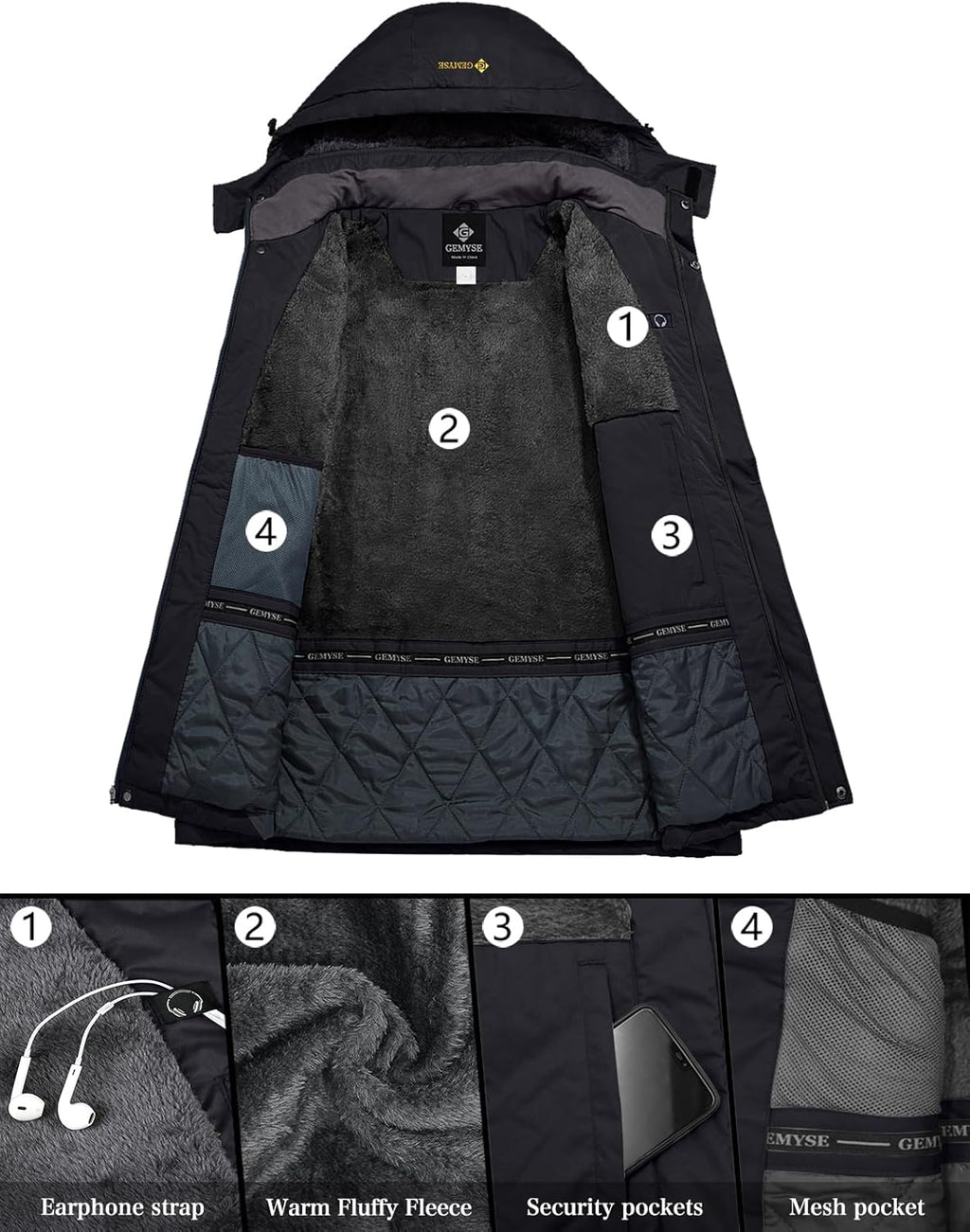 Men'S Mountain Waterproof Ski Snow Jacket Winter Windproof Rain Jacket