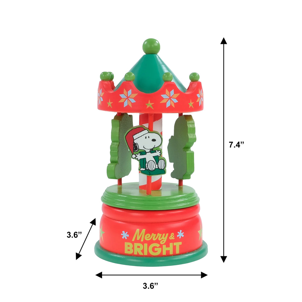 Snoopy Animated Wooden Carousel, 7 Inches Tall, by