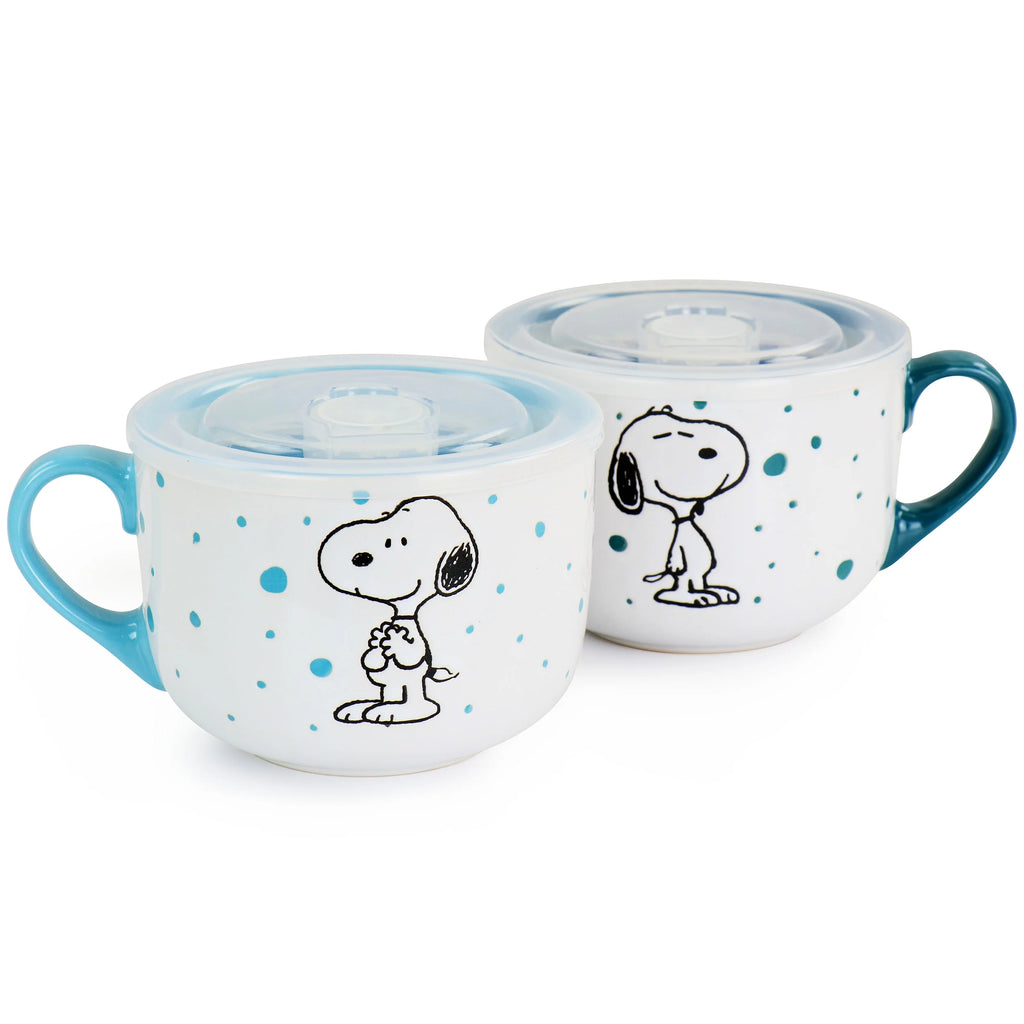 Freckled Joy 25Oz Stoneware 4 Piece Soup Cup and Lid Set in Assorted Designs