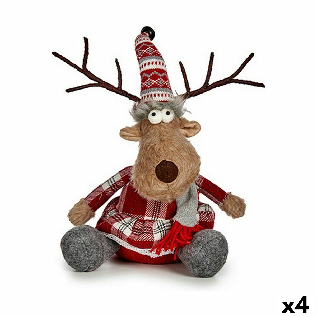 Decorative Figure Krist+ White Brown Red Grey Deer 16 x 30 x 30 cm (4 Units)