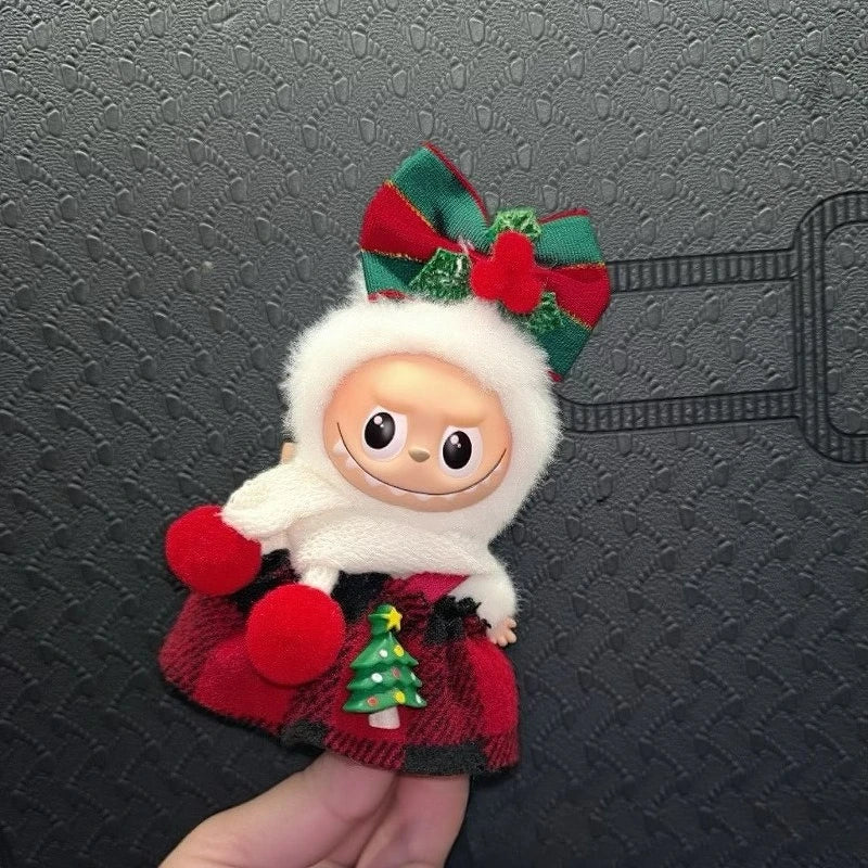 For Mini Labubu 4.0 Pin for Love Clothes Christmas skirt cloak For Labubu V4 Christmas Outfit Clothing Accessories