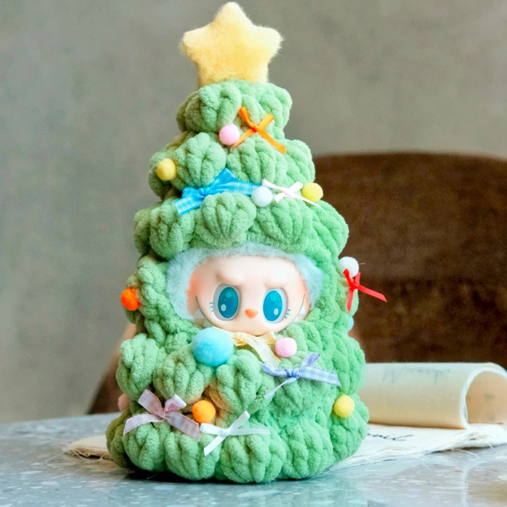 Handmade Crochet Christmas Tree Clothing for 1.0/3.0 Labubu Outfit Doll DIY Accessories Christmas Halloween Kids Gift