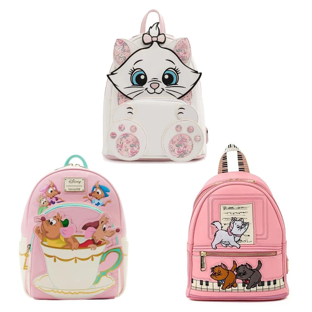 The Aristocats Marie Lady Floral Footsy Double Strap Shoulder Bag Mini Backpack Cute Backpack Bags for Women School Backpack