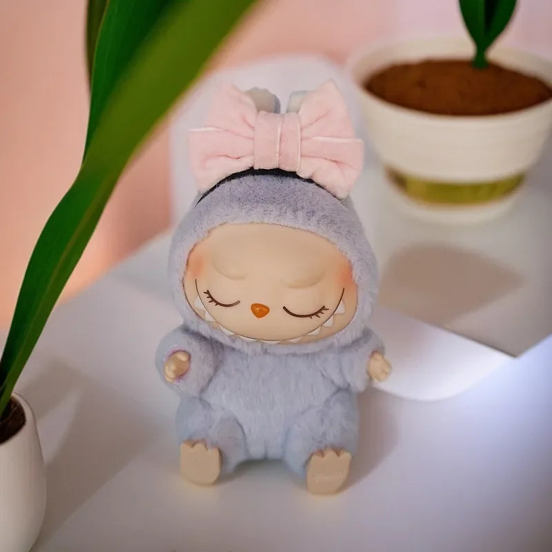 Cute Cartoon Creative Labubu Doll Beauty Fish Head with Keychain DIY Decoration Cute Bow Party Headband Accessories Cartoon Toy