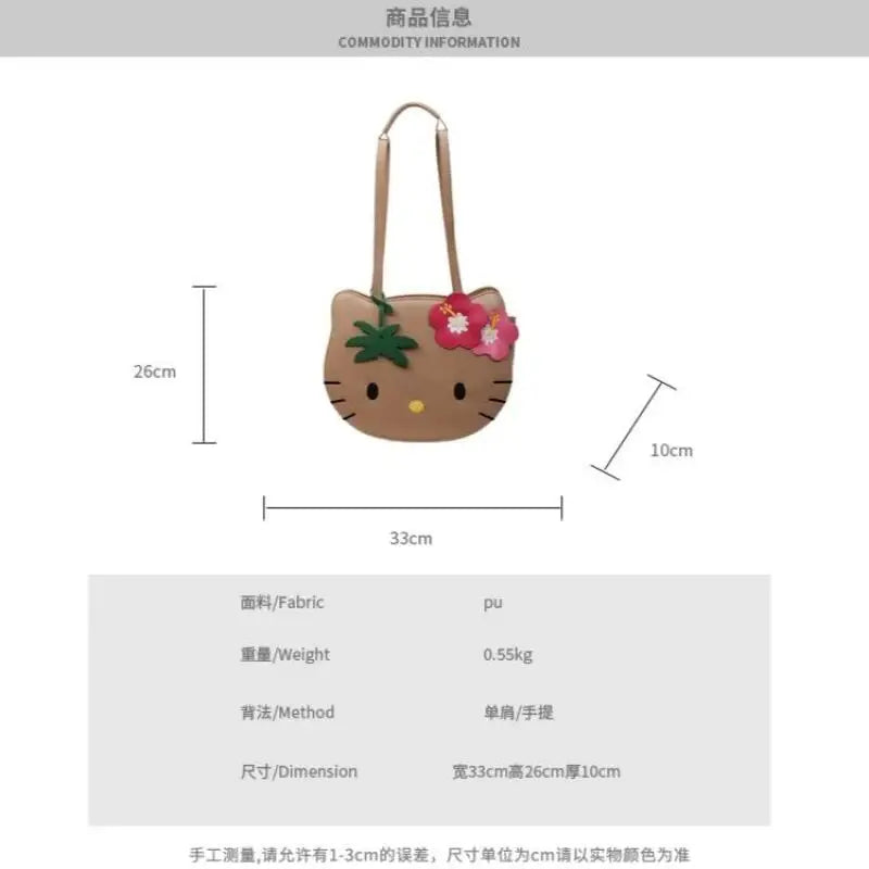 Sanrio New Y2K Hot Hello Kitty Portable Backpack Shoulder Bag Black Skin Hello Kitty Shoulder Bag 2025 New Cute Portable Tote