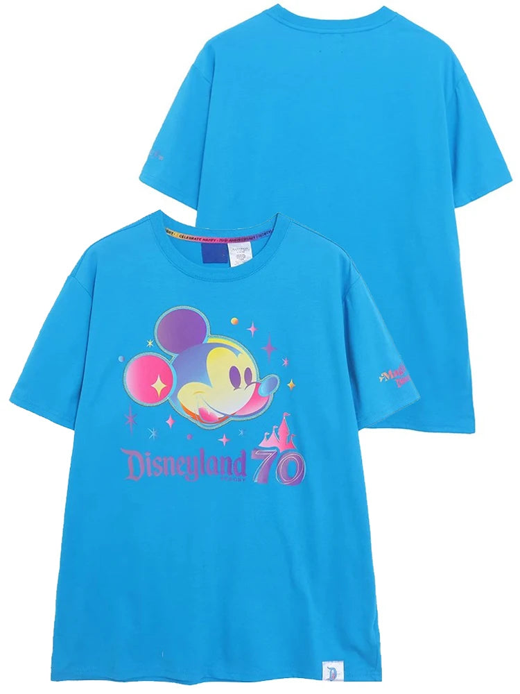 Disneyland 70th Anniversary Castle Letter Cartoon Print T-Shirt New Fashion Women O-Neck Pullover Short Sleeve Tee Tops Female