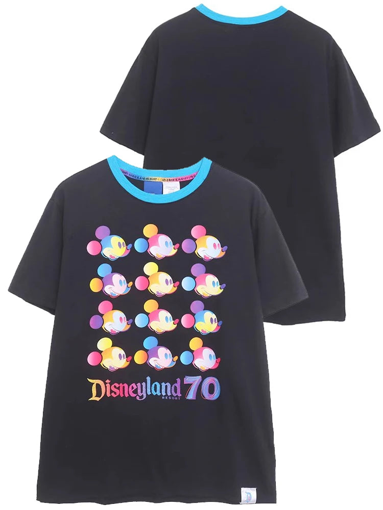 Disneyland 70th Anniversary Castle Letter Cartoon Print T-Shirt New Fashion Women O-Neck Pullover Short Sleeve Tee Tops Female