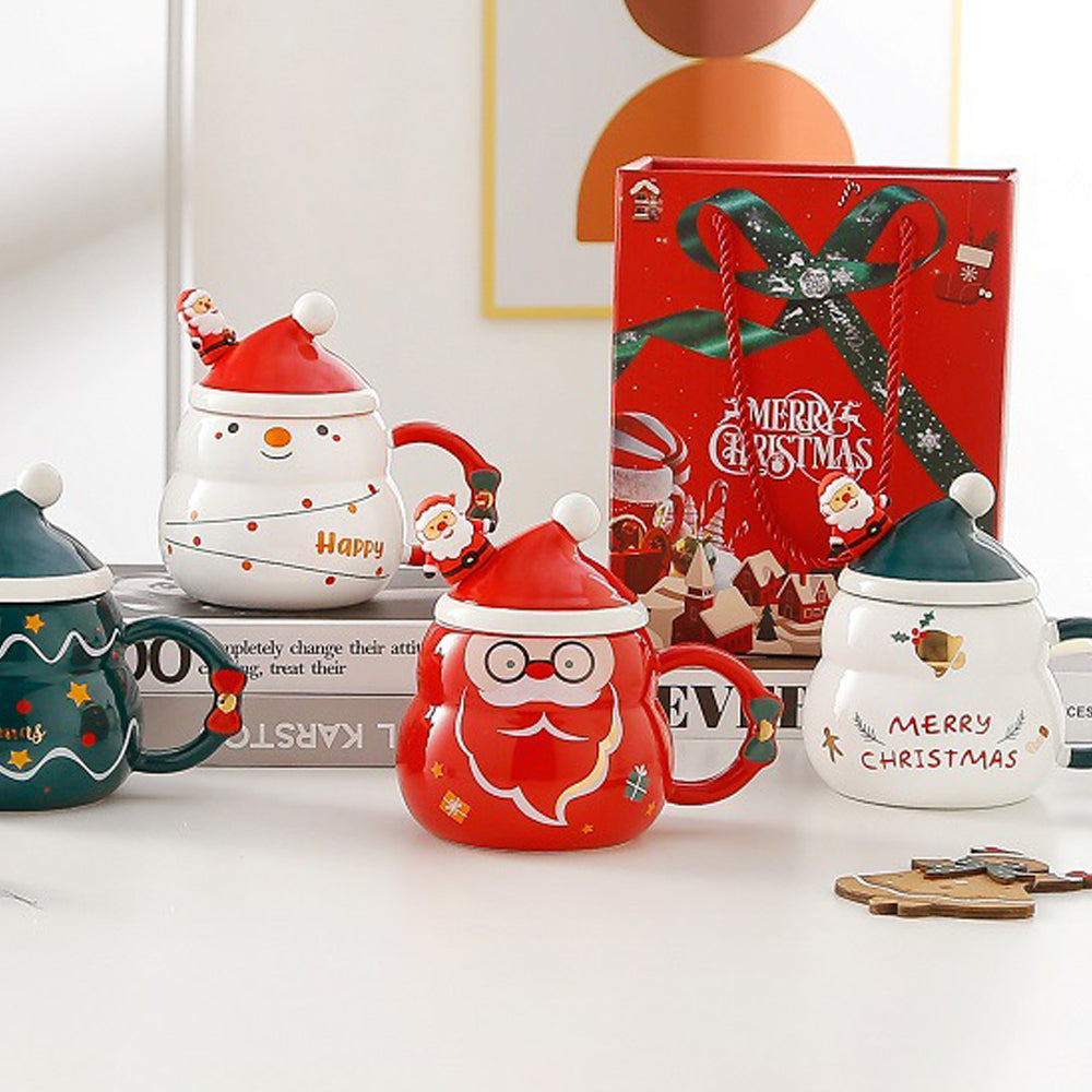 NNEDSZ Christmas Cup Gift Box Ceramic Mug Set Mug Gift Set Christmas Coffee Cup(Tree)