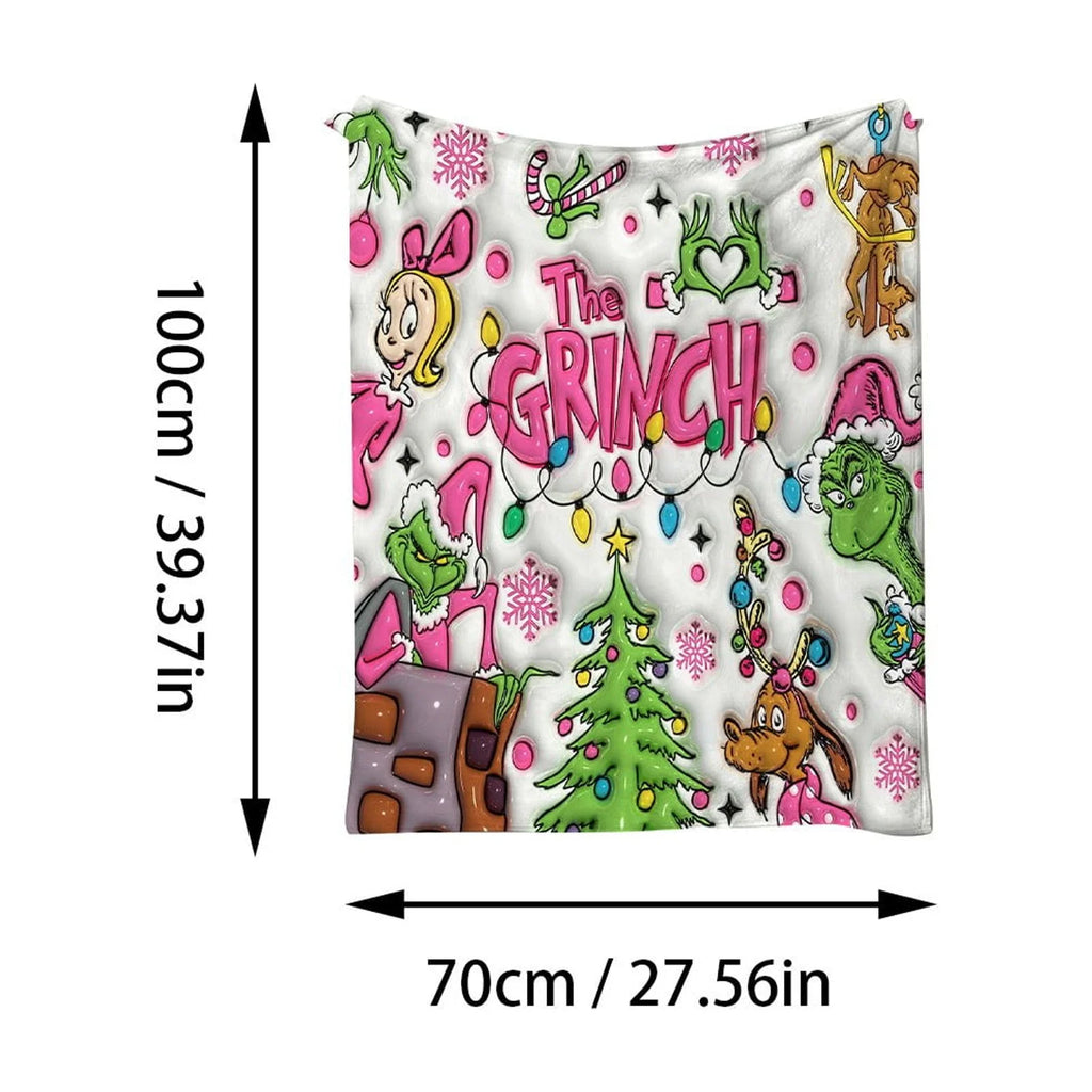 Christmas the Grinch Fleece Throw Blanket Soft Comfortable Plush Flannel Lightweight Breathable Blanket for Home Sofa Bed Car Camping and as Christmas Gifts