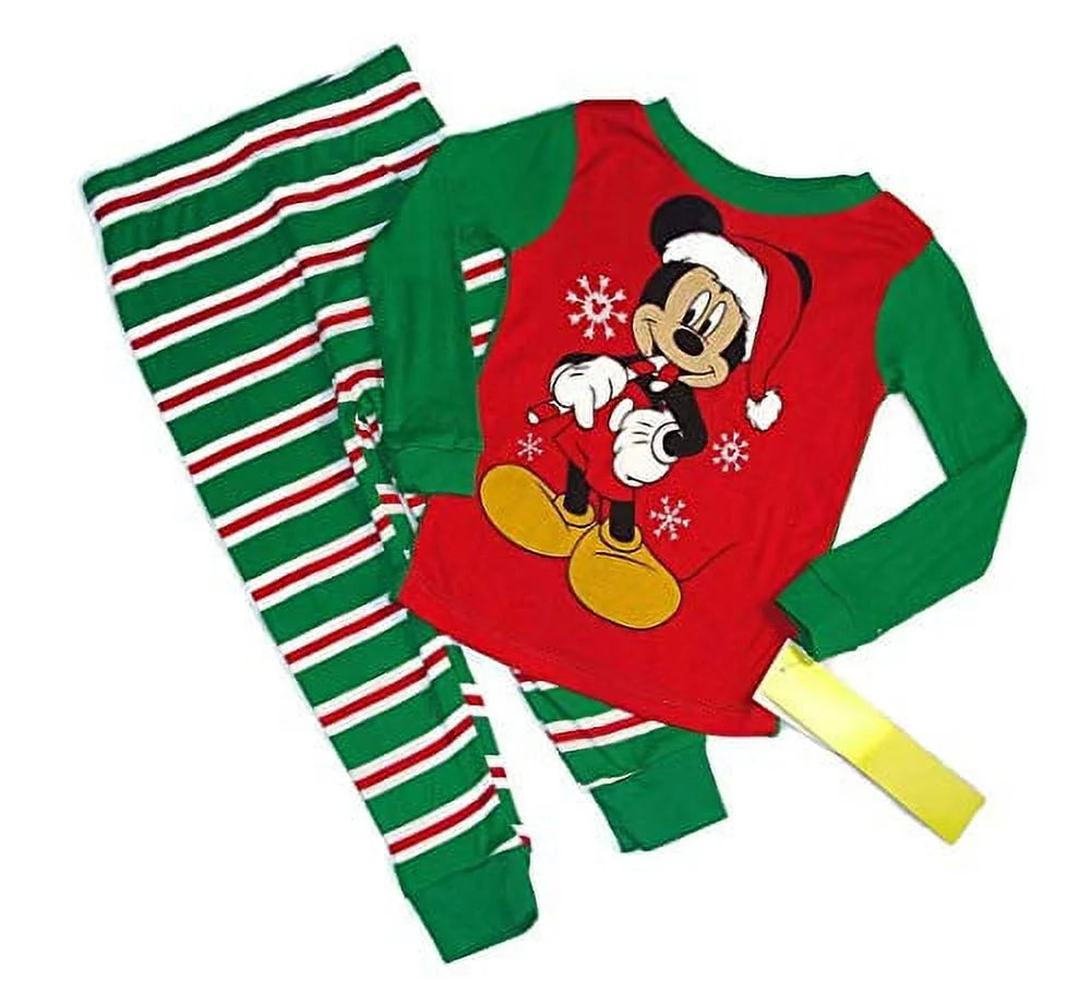 Mickey Mouse Santa Candy Cane Christmas Holiday Pajama Set, Size 2T