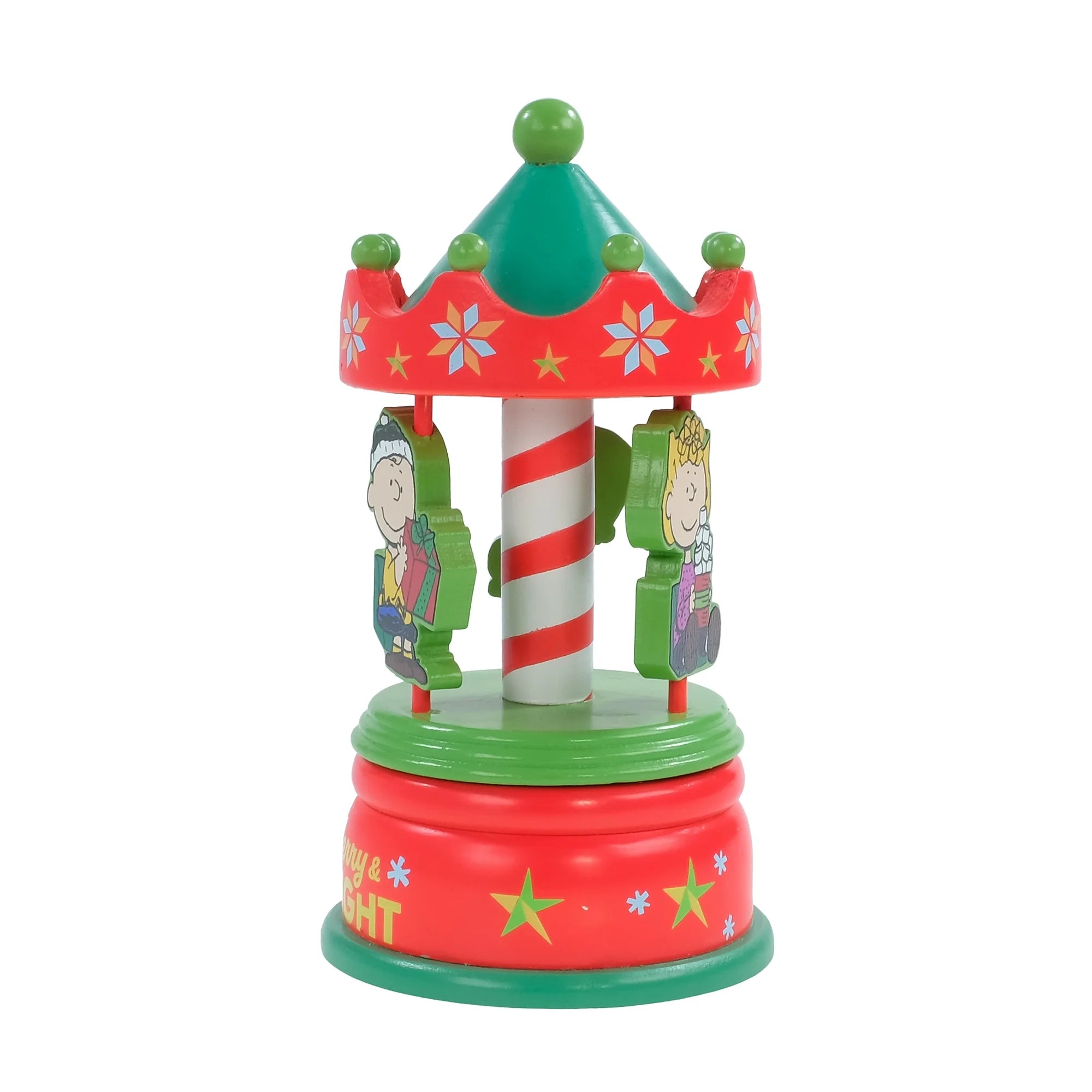 Snoopy Animated Wooden Carousel, 7 Inches Tall, by
