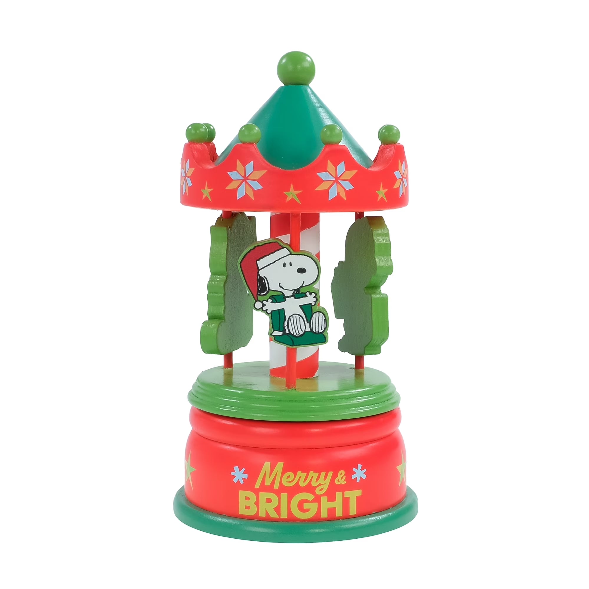 Snoopy Animated Wooden Carousel, 7 Inches Tall, by