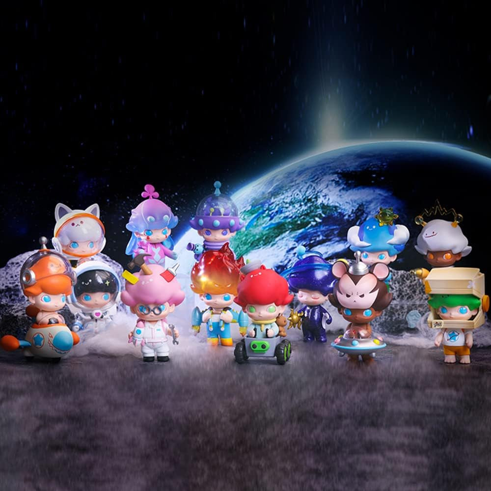 DIMOO Space Travel Series 3PC Blind Box Action Figure Toy Box Bulk Popular Collectible Random Art Toy Hot Toys Cute Figure Creative Gift, for Christmas Birthday Party Holiday