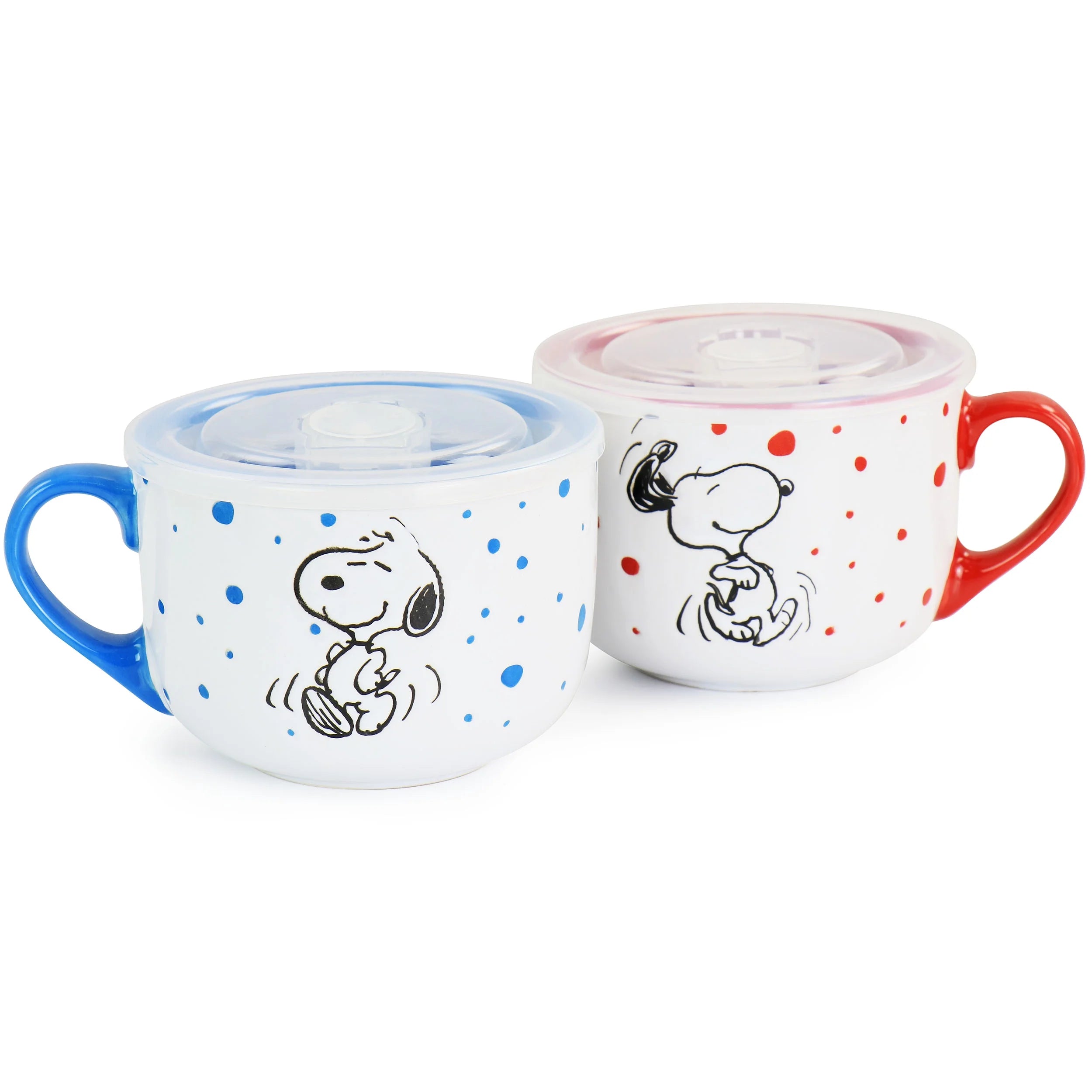 Freckled Joy 25Oz Stoneware 4 Piece Soup Cup and Lid Set in Assorted Designs