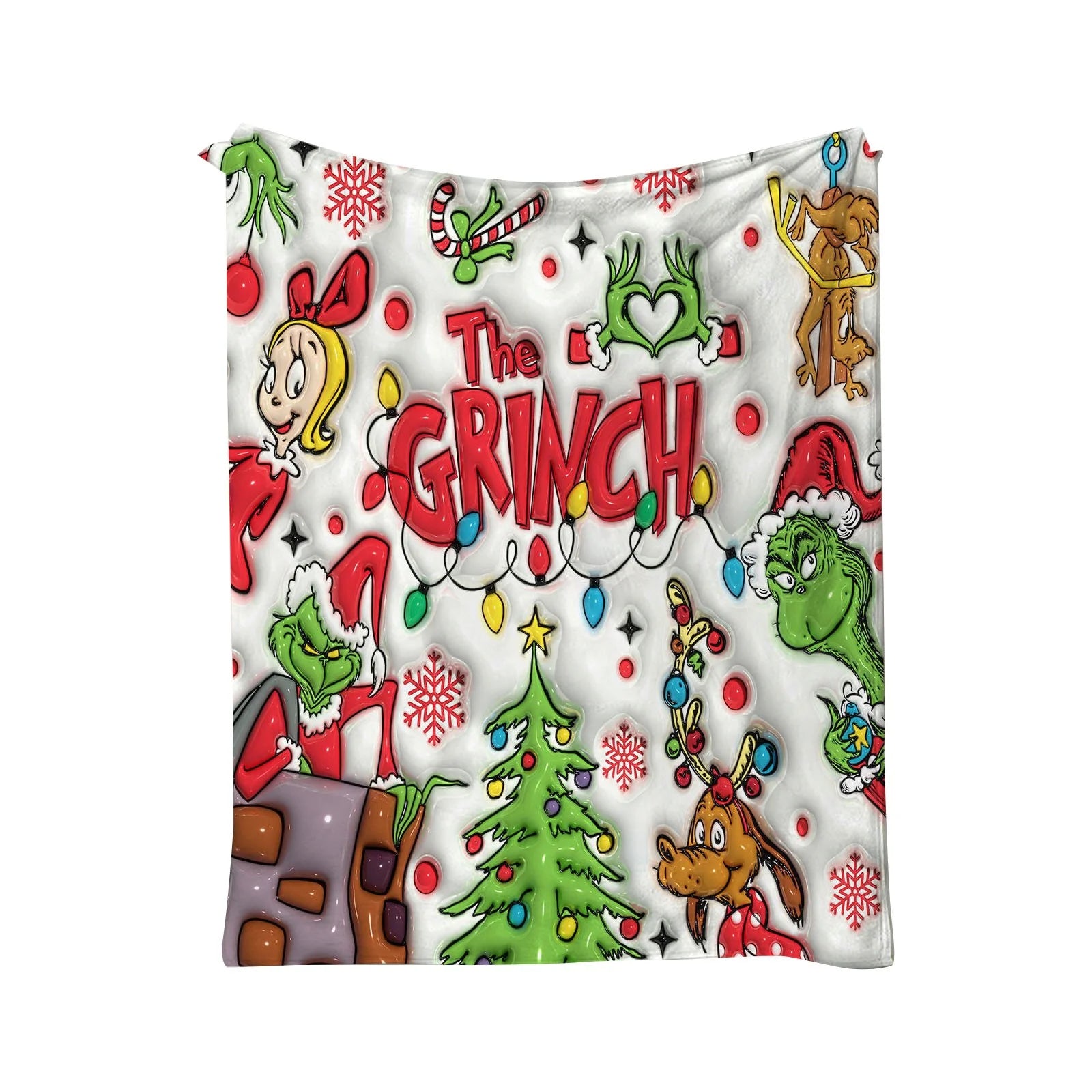 Christmas the Grinch Fleece Throw Blanket Soft Comfortable Plush Flannel Lightweight Breathable Blanket for Home Sofa Bed Car Camping and as Christmas Gifts