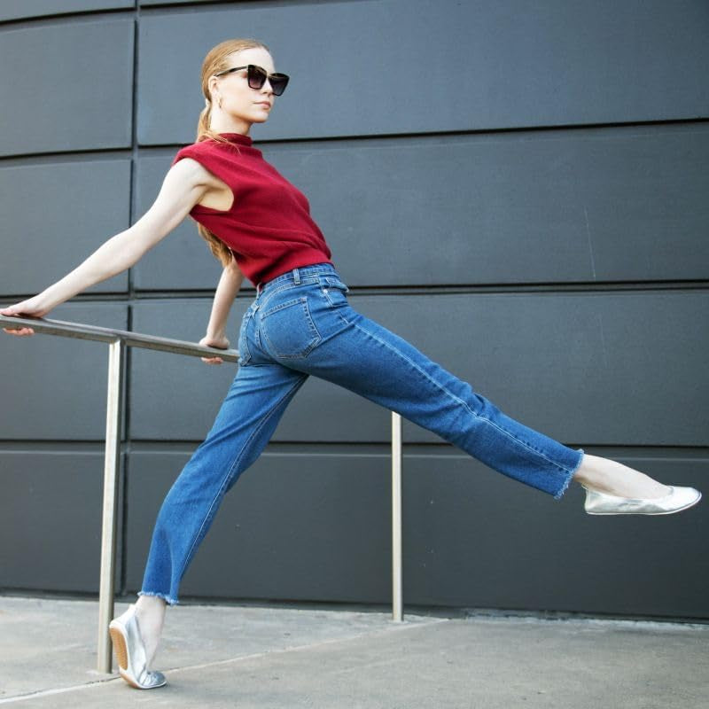 Samara Women'S Leather Metallic Foldable Ballet Flat