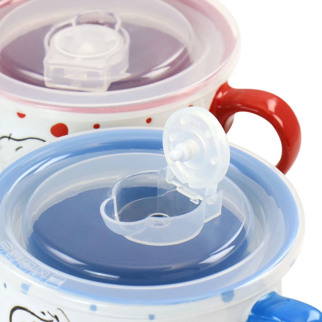 Freckled Joy 25Oz Stoneware 4 Piece Soup Cup and Lid Set in Assorted Designs