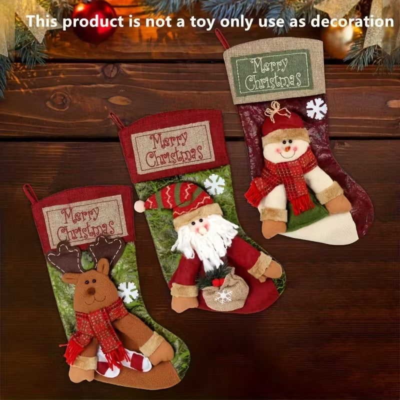Christmas Stockings Polyester Hanging Decorations (3 pcs)