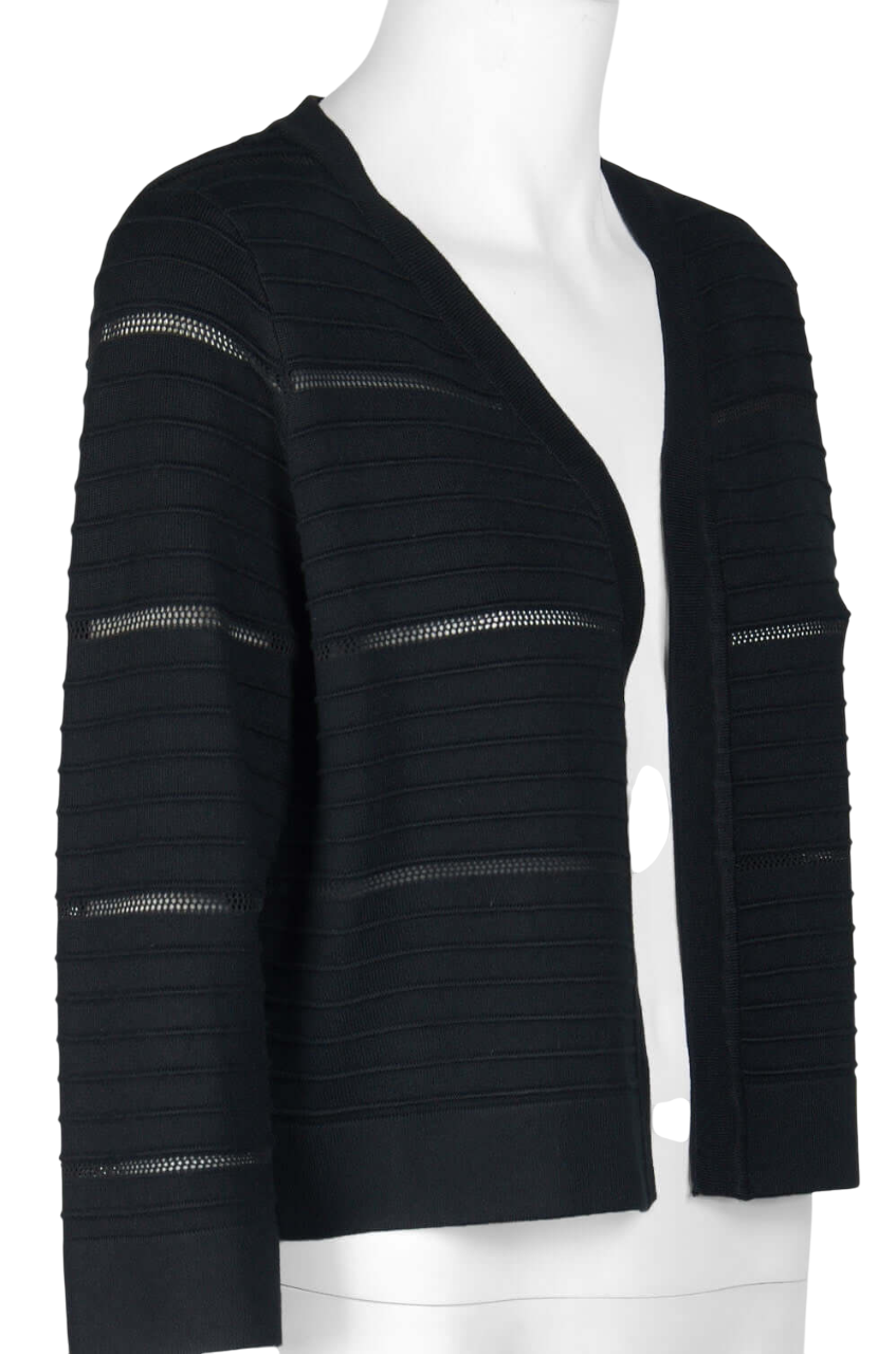 Nina Leonard Banded Long Sleeve Ribbed Knit Jacket